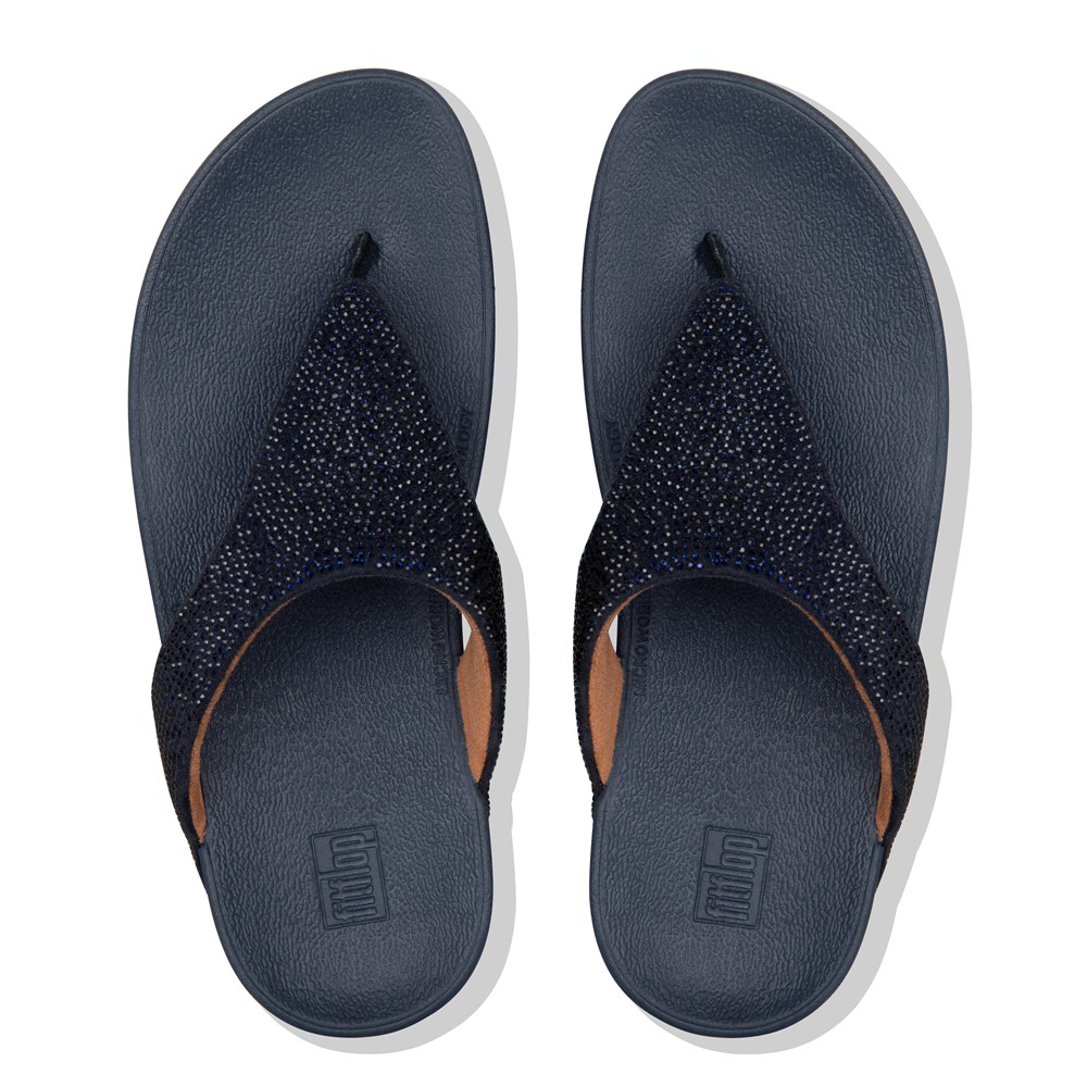 Fitflop Womens Sandals Navy - Lottie Shimmercrystal Toe-post - 25LKNYQJZ